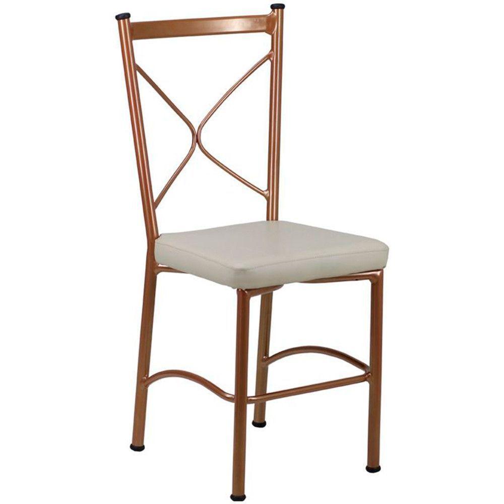 Cadeira Buffet Em Alumínio Para Cozinha, Restaurante, Bronze Com Bege - 1
