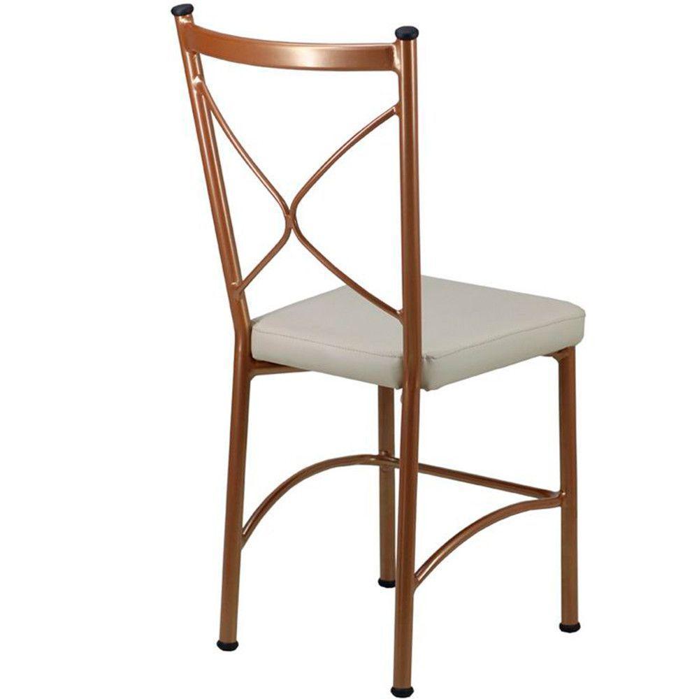 4 Cadeira Buffet Em Alumínio Para Cozinha, Restaurante, Bronze Com Bege - 1
