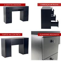 Mesa de Escritório Ditália 7 Gavetas com Cadeira Pe-100 Preto - 3