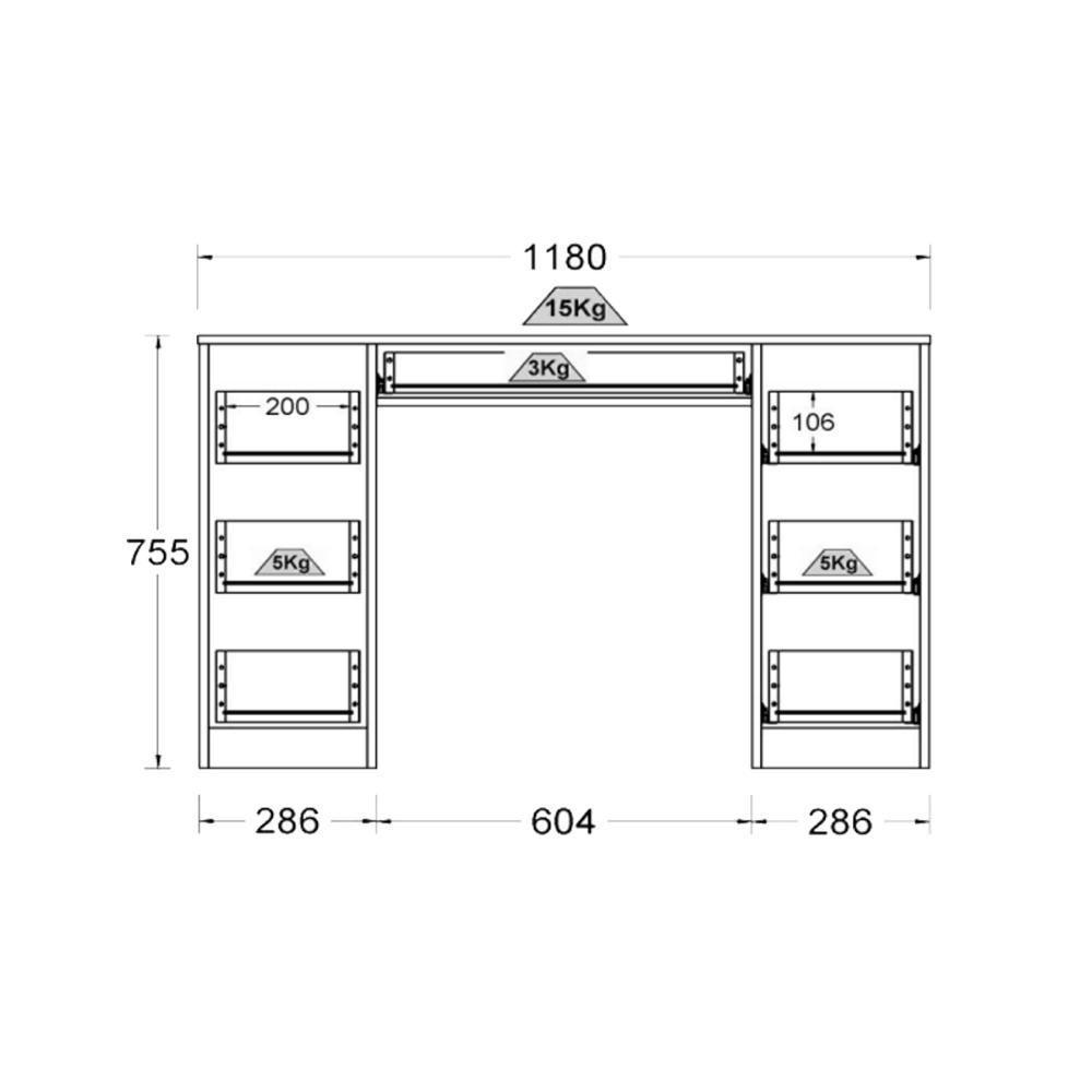 Mesa De Escritório Ditália 7 Gavetas Com Cadeira Pe-100 Branco - 7