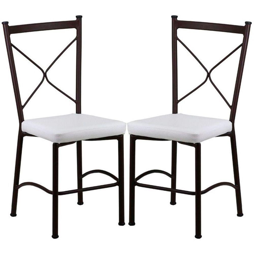 2 Cadeira Buffet Em Alumínio Para Cozinha, Restaurante, Marrom Com Branco - 1