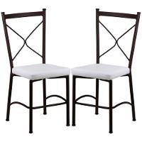 2 Cadeira Buffet Em Alumínio Para Cozinha, Restaurante, Marrom Com Branco - 1