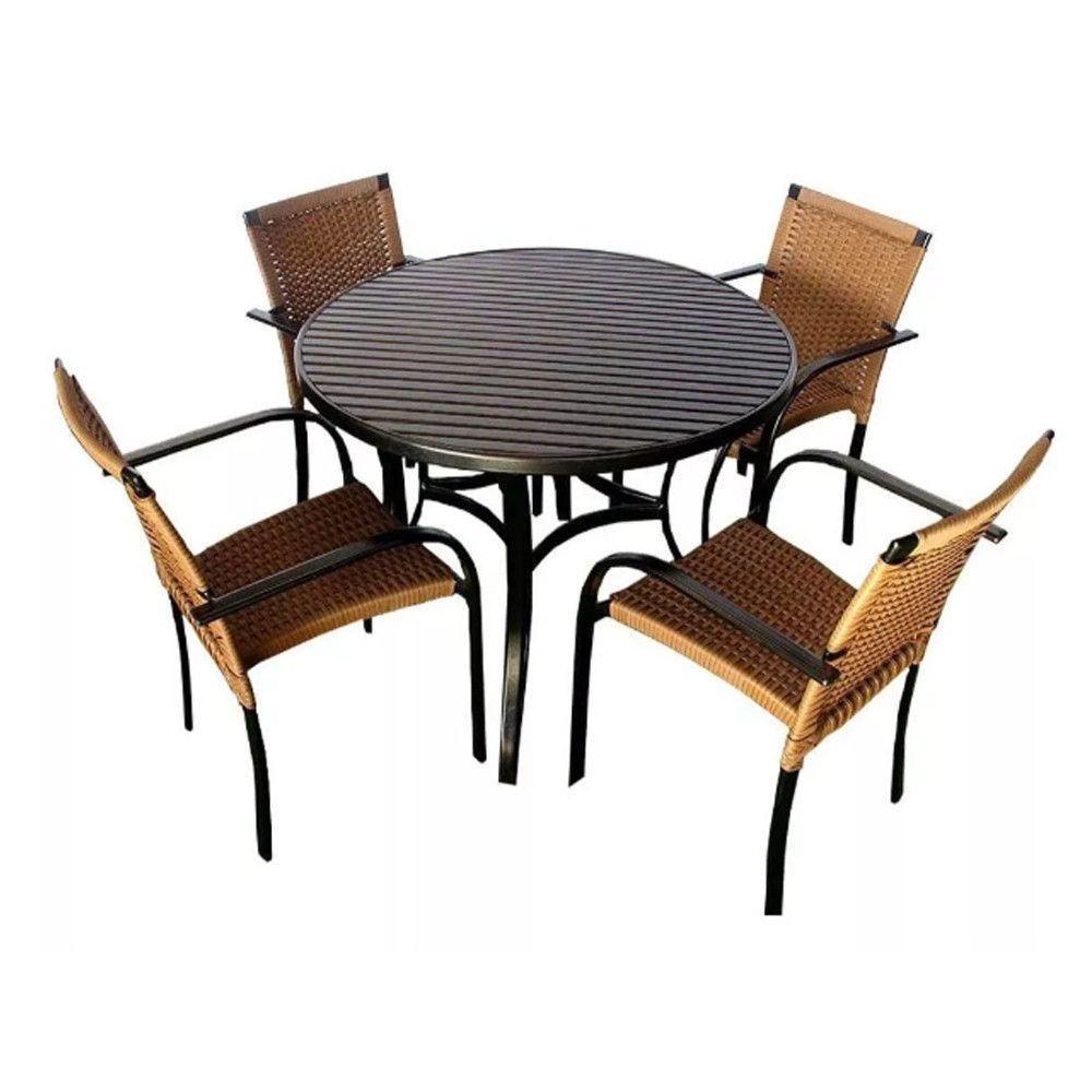 6 Cadeiras Ascoli E Mesa Tampo Ripado 1,40m Alumínio Azul Dark - 1