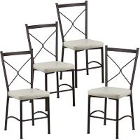 4 Cadeira Buffet Em Alumínio Para Cozinha, Restaurante, Marrom Com Branco - 1