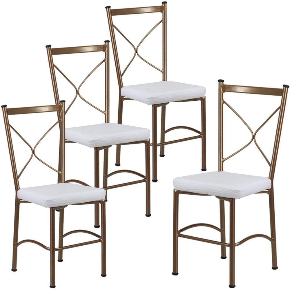 4 Cadeira Buffet Em Alumínio Para Cozinha, Restaurante, Bronze Com Branco - 1