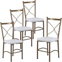 4 Cadeira Buffet Em Alumínio Para Cozinha, Restaurante, Bronze Com Branco - 1