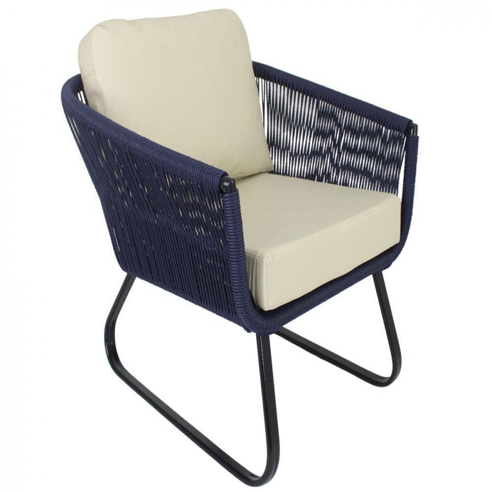 Conjunto Sofá E Poltronas Corda Alumínio Azul Marinho - 5