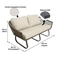 Conjunto Sofá E Poltronas Corda Alumínio Azul Marinho - 3