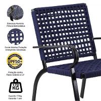 2 Cadeiras Corda Náutica E Mesa Tampo Ripado Trama Azul