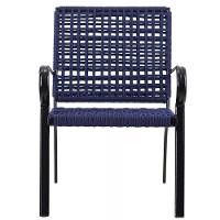 2 Cadeiras Corda Náutica E Mesa Tampo Ripado Trama Azul - 6