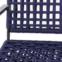 2 Cadeiras Corda Náutica E Mesa Tampo Ripado Trama Azul - 7