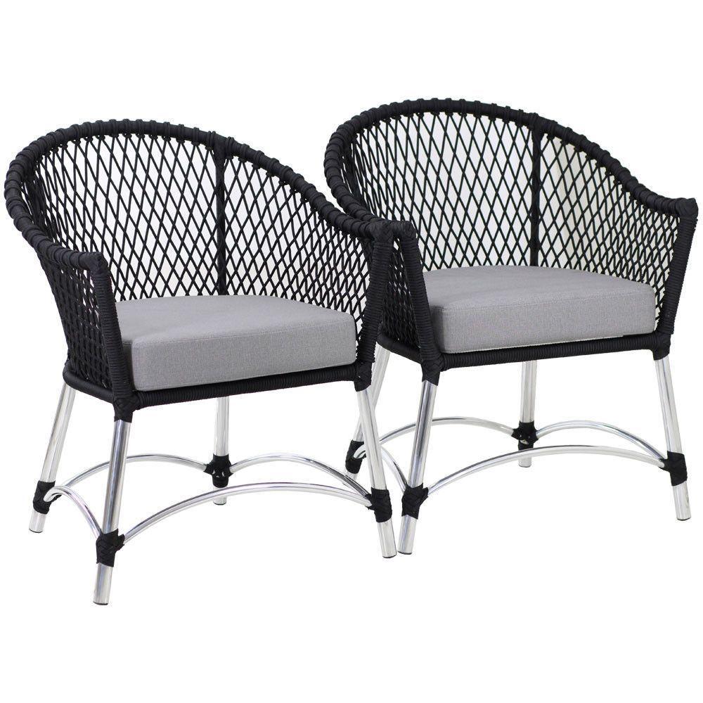 2 Poltronas Chile Em Corda Náutica Alumínio  Azul - 1