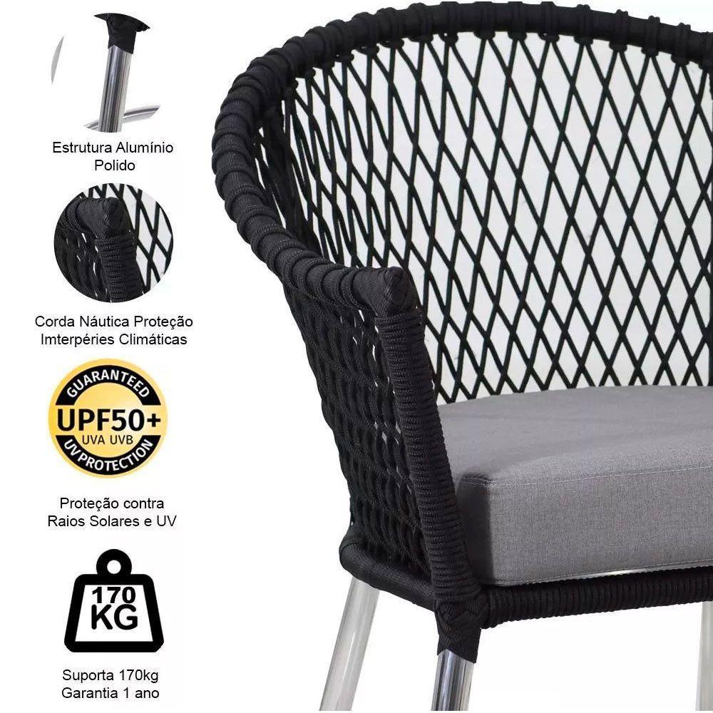 Poltronas Chile Em Corda Náutica Alumínio  Azul - 2