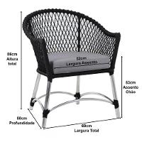 Poltronas Chile Em Corda Náutica Alumínio  Azul - 4