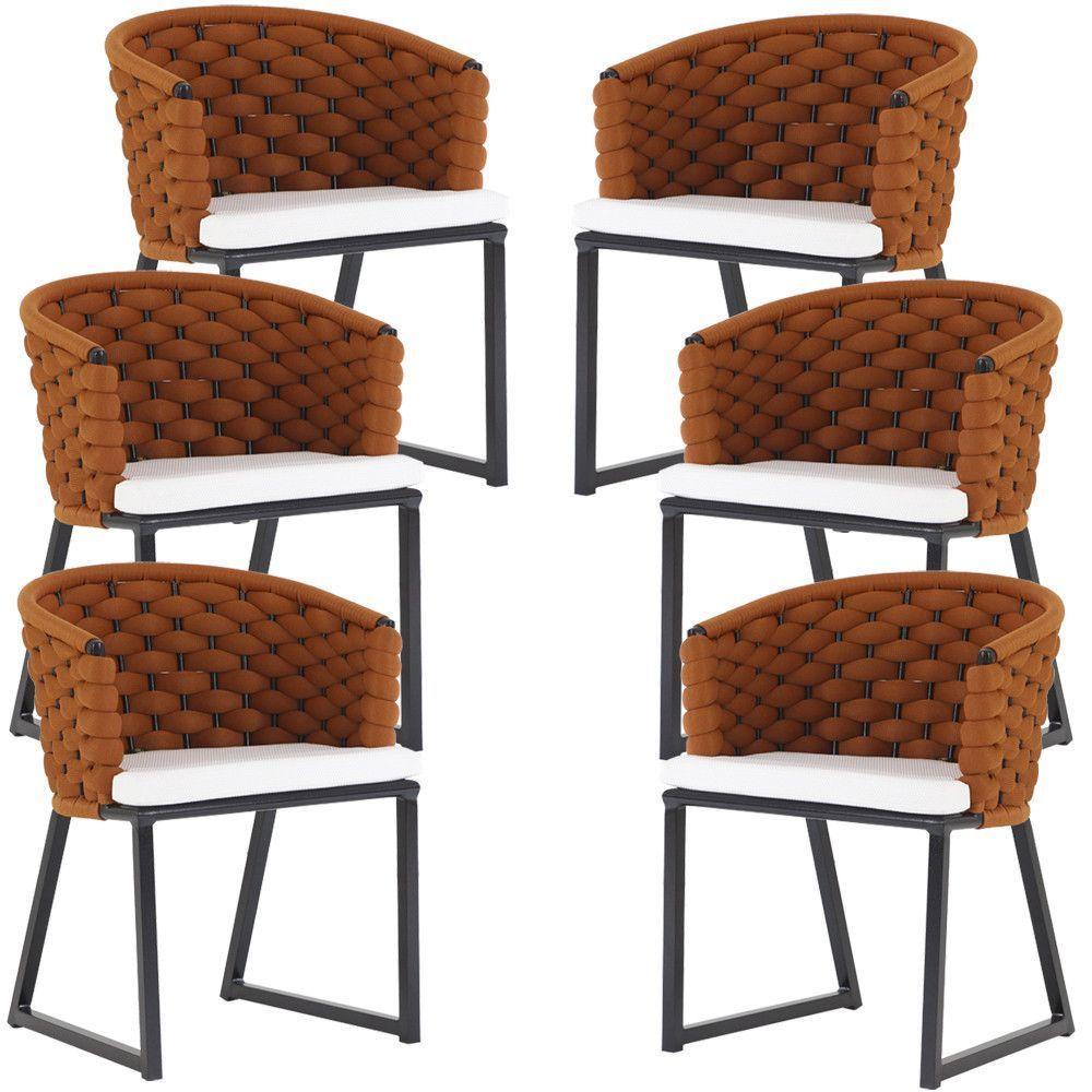 Kit 6 Cadeiras Bali Alumínio Em Tricô Náutico  Terra Cota - 1