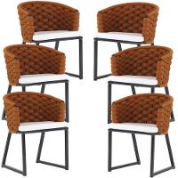 Kit 6 Cadeiras Bali Alumínio Em Tricô Náutico  Terra Cota - 1