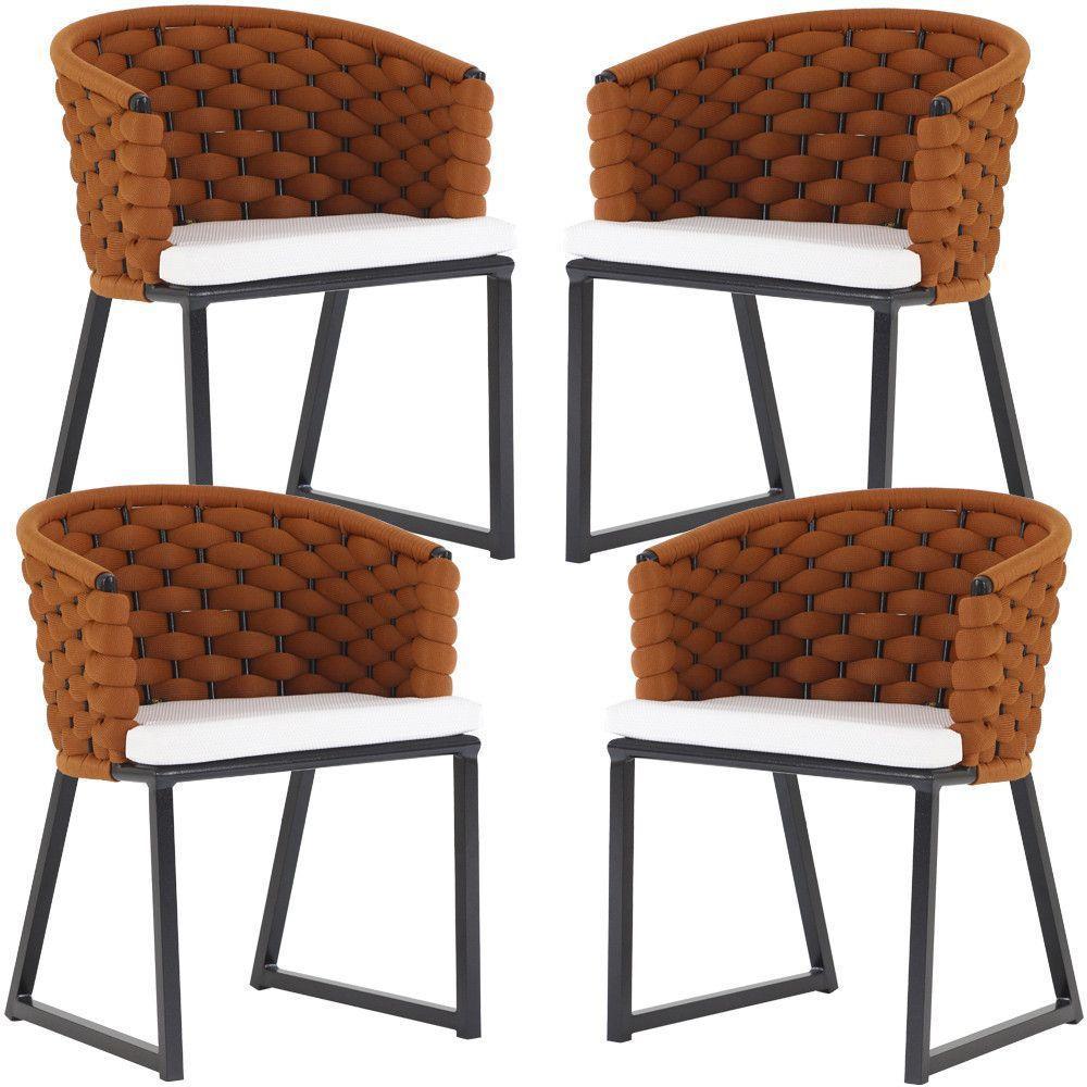 Kit 4 Cadeiras Bali Alumínio Em Tricô Náutico  Terra Cota - 1