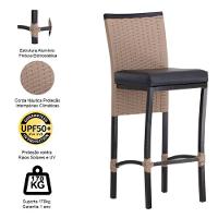 2 Banquetas Corda Náutica Alumínio Balcão Cozinha Bar Azul - 4