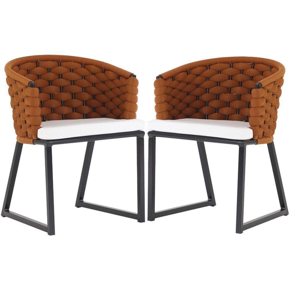 Kit 2 Cadeiras Bali Alumínio Em Tricô Náutico  Terra Cota - 1