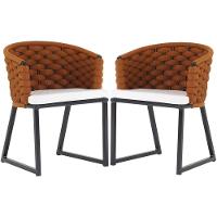 Kit 2 Cadeiras Bali Alumínio Em Tricô Náutico  Terra Cota - 1