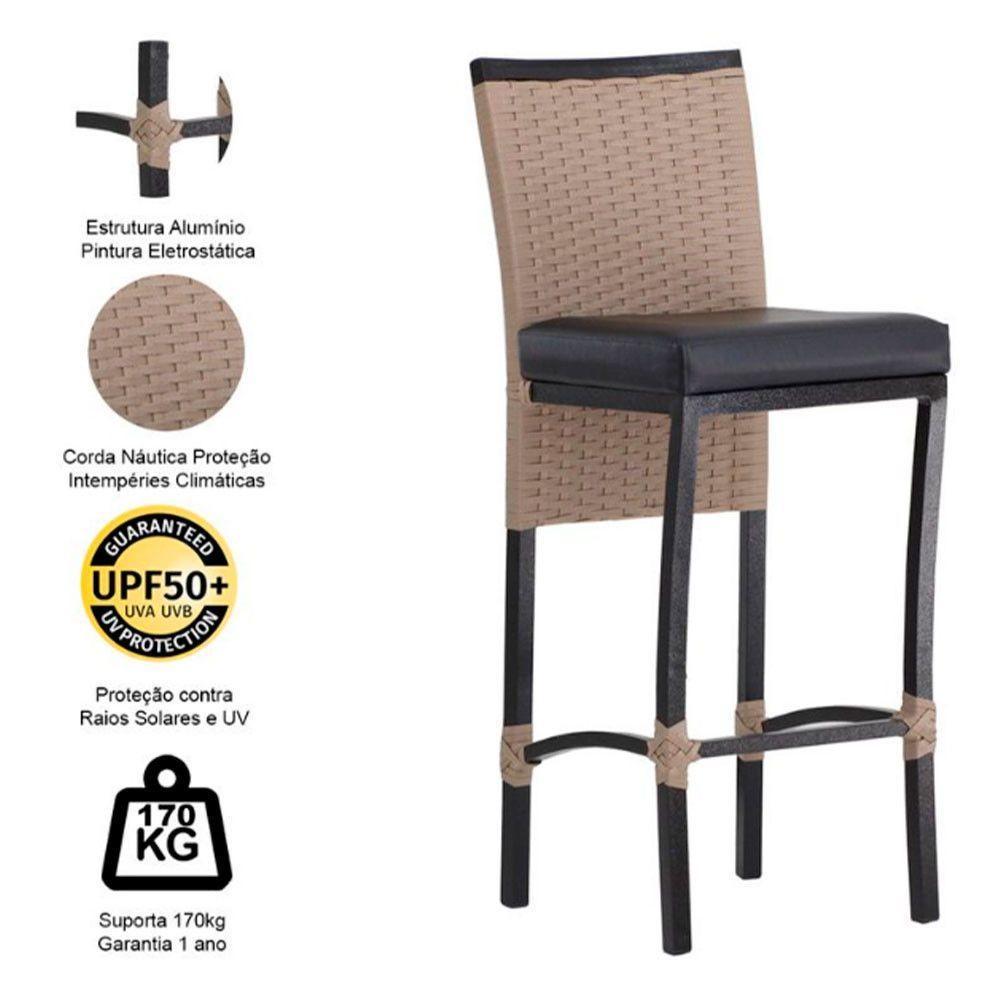 Banqueta Cannes Corda Náutica Em Alumínio  Azul - 6