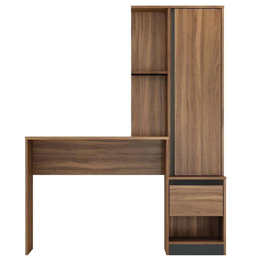 Escrivaninha Com Armário Office Luna Amêndola/grafito - 1