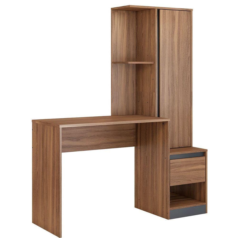 Escrivaninha Com Armário Office Luna Amêndola/grafito - 2