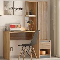 Escrivaninha Com Armário Office Luna Amêndola/grafito - 3