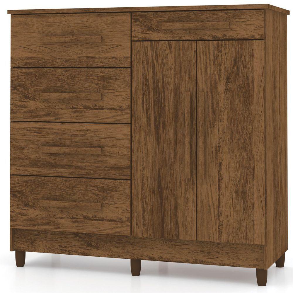 Cômoda Sapateira Sirios 5 Gavetas 2 Portas Imbuia Rústico - 1