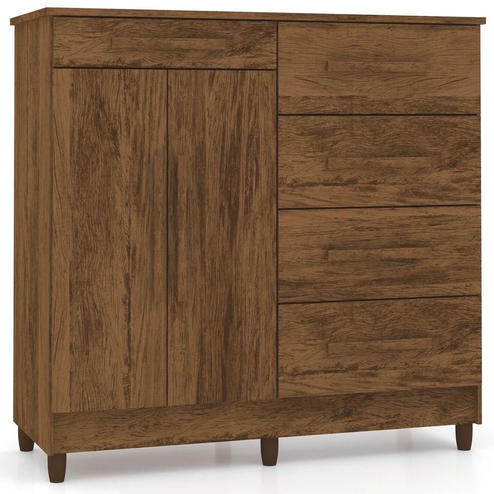 Cômoda Sapateira Sirios 5 Gavetas 2 Portas Imbuia Rústico - 3