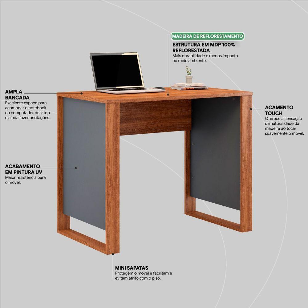 Mesa Para Computador Office Luna Amêndola/grafito - 2