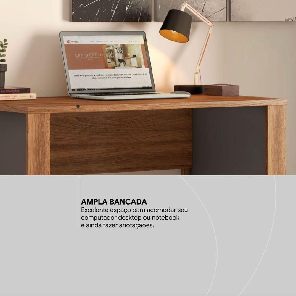 Mesa Para Computador Office Luna Amêndola/grafito - 7