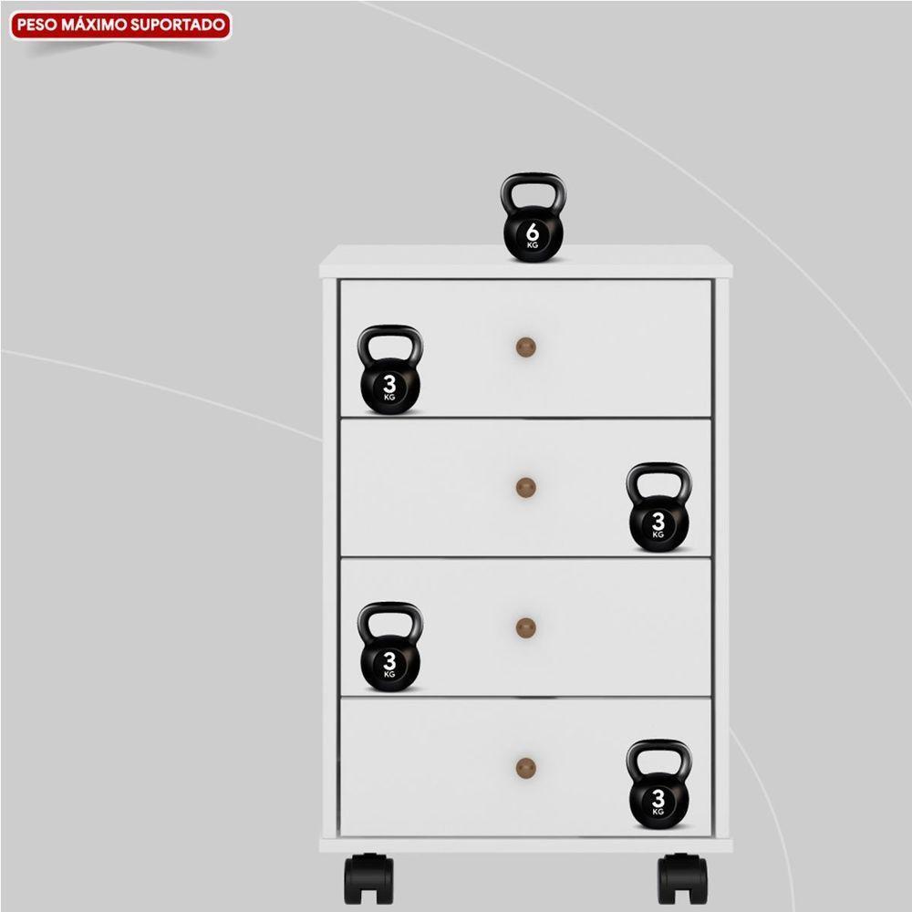 Gaveteiro Para Escritório Piece 4 Gavetas Branco - 5