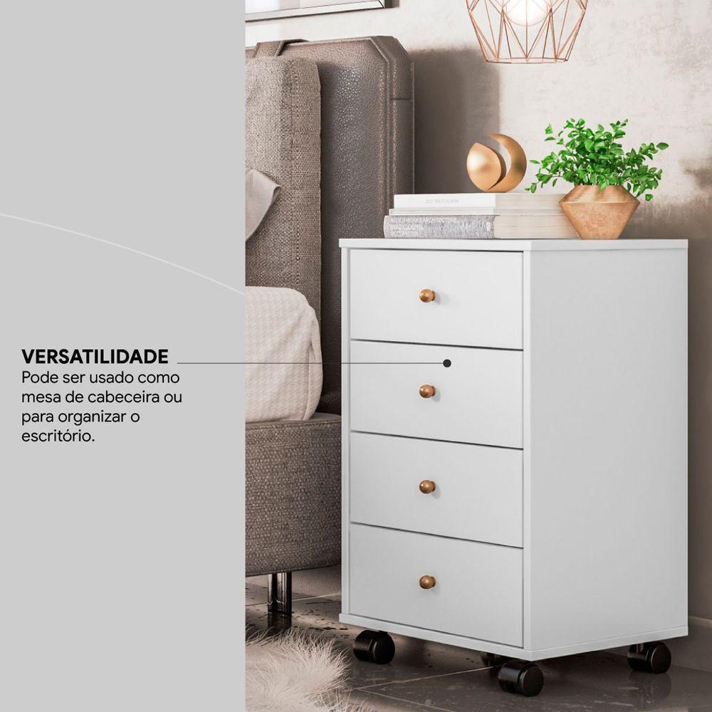 Gaveteiro Para Escritório Piece 4 Gavetas Branco - 8