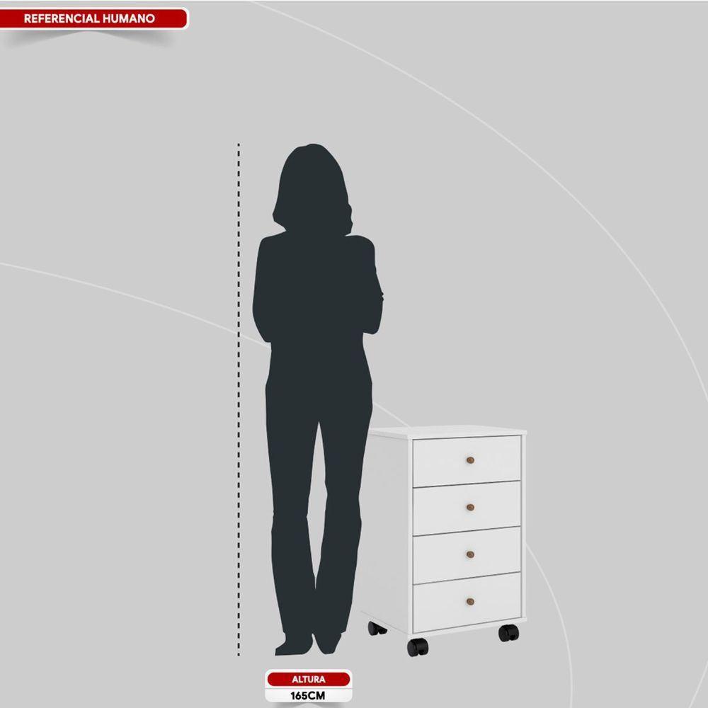 Gaveteiro Para Escritório Piece 4 Gavetas Branco - 9