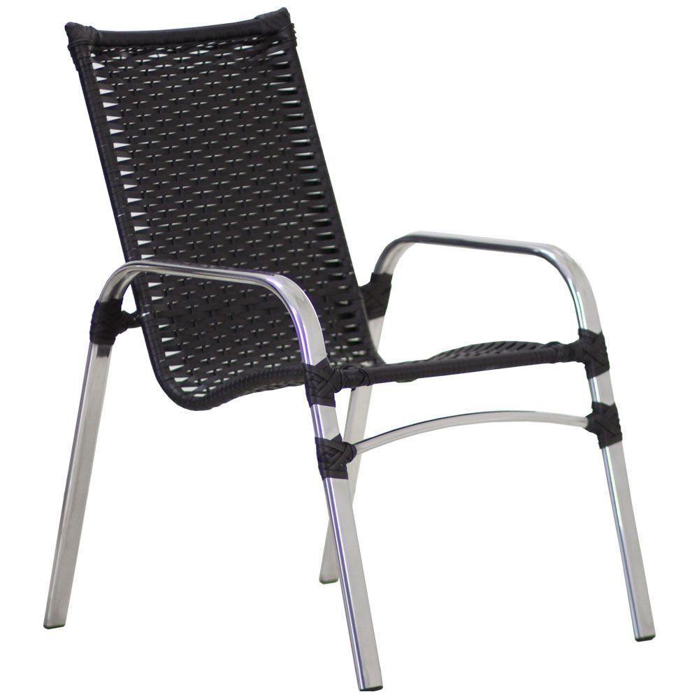 6 Cadeiras Emily E Mesa Adaptada Em Alumínio  Preto - 2