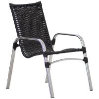 6 Cadeiras Emily E Mesa Adaptada Em Alumínio  Preto - 2