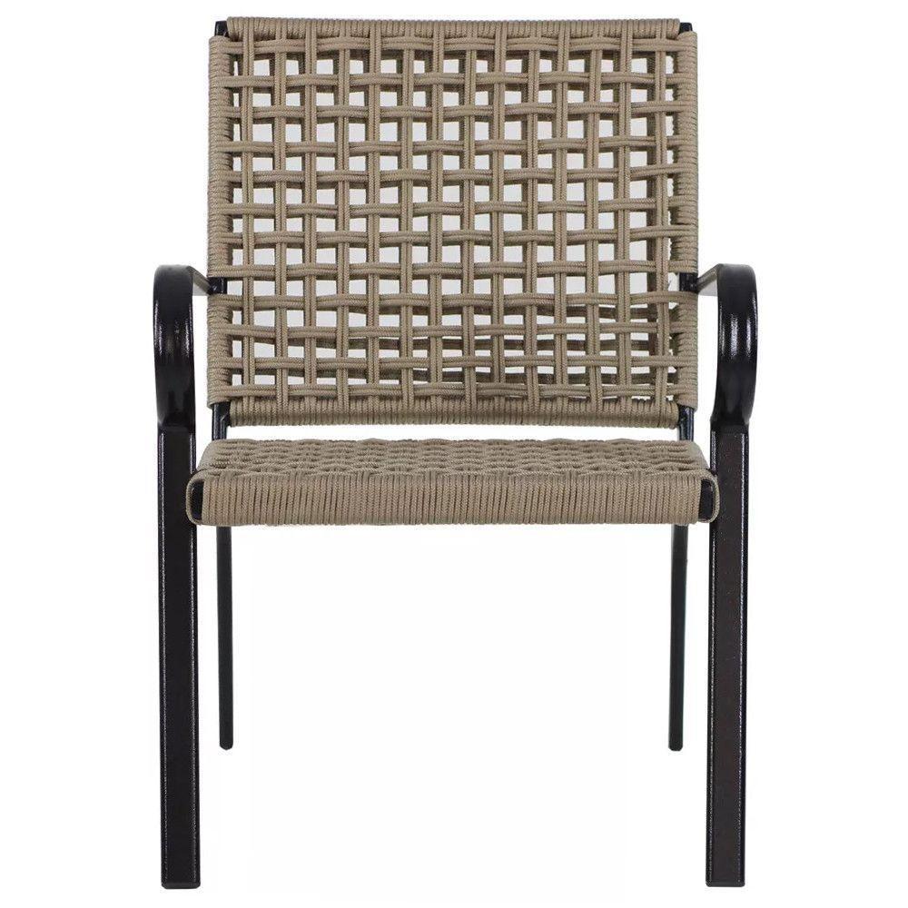 2 Cadeiras Corda Náutica E Mesa Tampo Ripado Trama Rami - 2