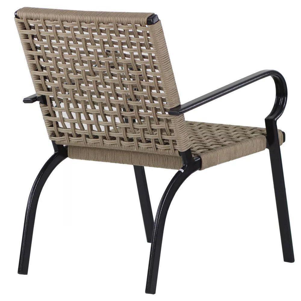 2 Cadeiras Corda Náutica E Mesa Tampo Ripado Trama Rami - 3