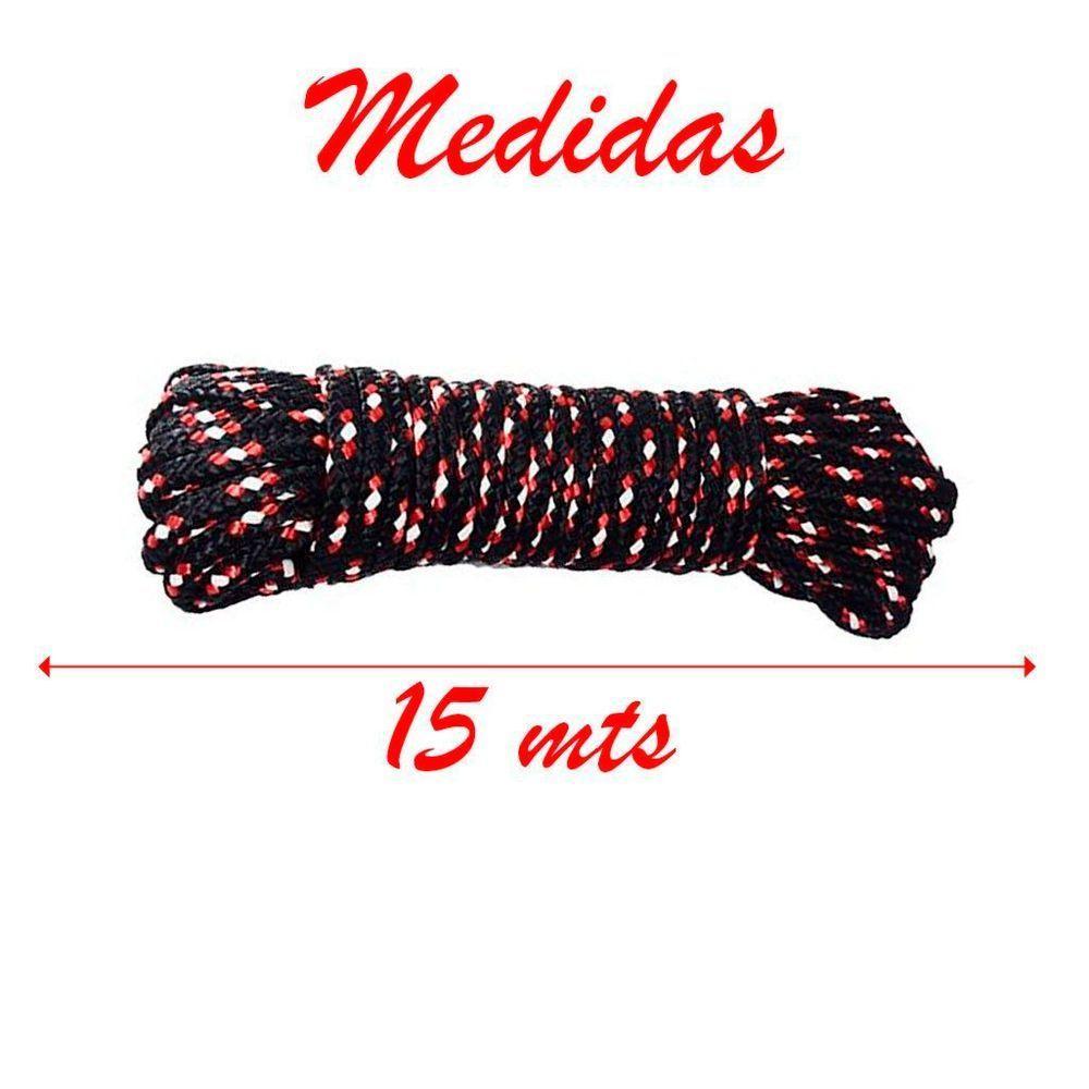 Kit 2 Cordas Para Varal Preto Reforçada Em Poliéster 15 Metros - 2