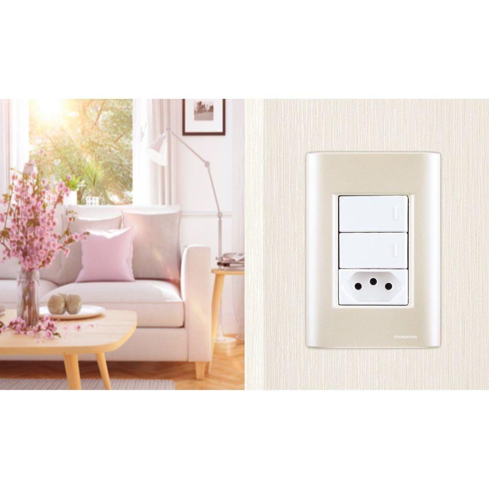 Placa 3 Postos 4x2 Tramontina Giz Pérola Sem Suporte Tramontina - 2