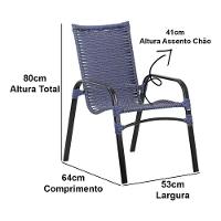 4 Cadeiras E Mesa Tampo Ripado Em Alumínio  Preto - 3