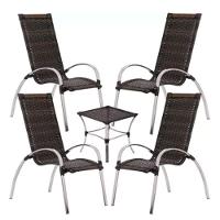 Jogo De 4 Cadeiras E Mesa Em Alumínio Garden  Pedra Ferro - 1