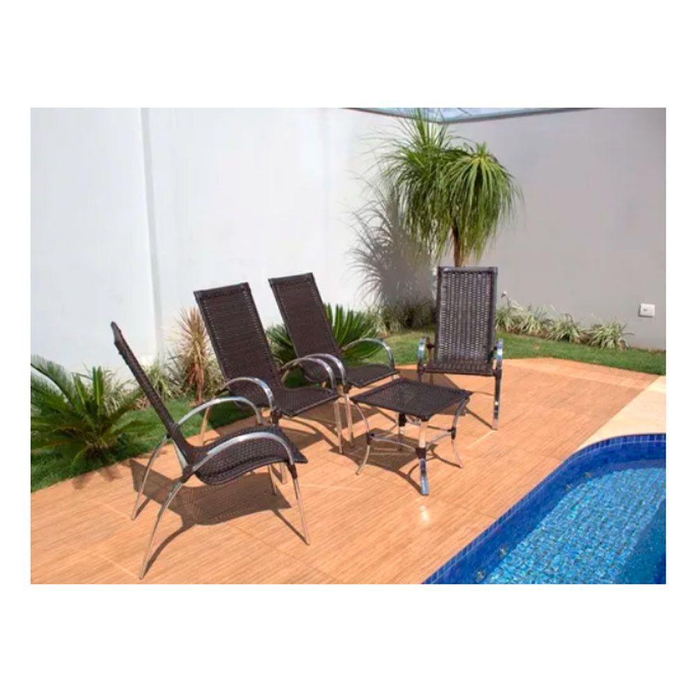 Jogo De 4 Cadeiras E Mesa Em Alumínio Garden  Argila - 6