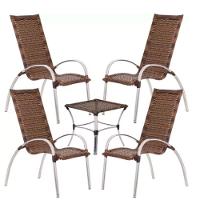 Jogo De 4 Cadeiras E Mesa Em Alumínio Garden  Argila - 1