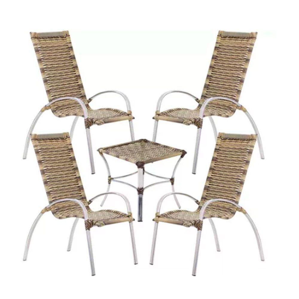 Jogo De 4 Cadeiras E Mesa Em Alumínio Garden  Capuccino - 1
