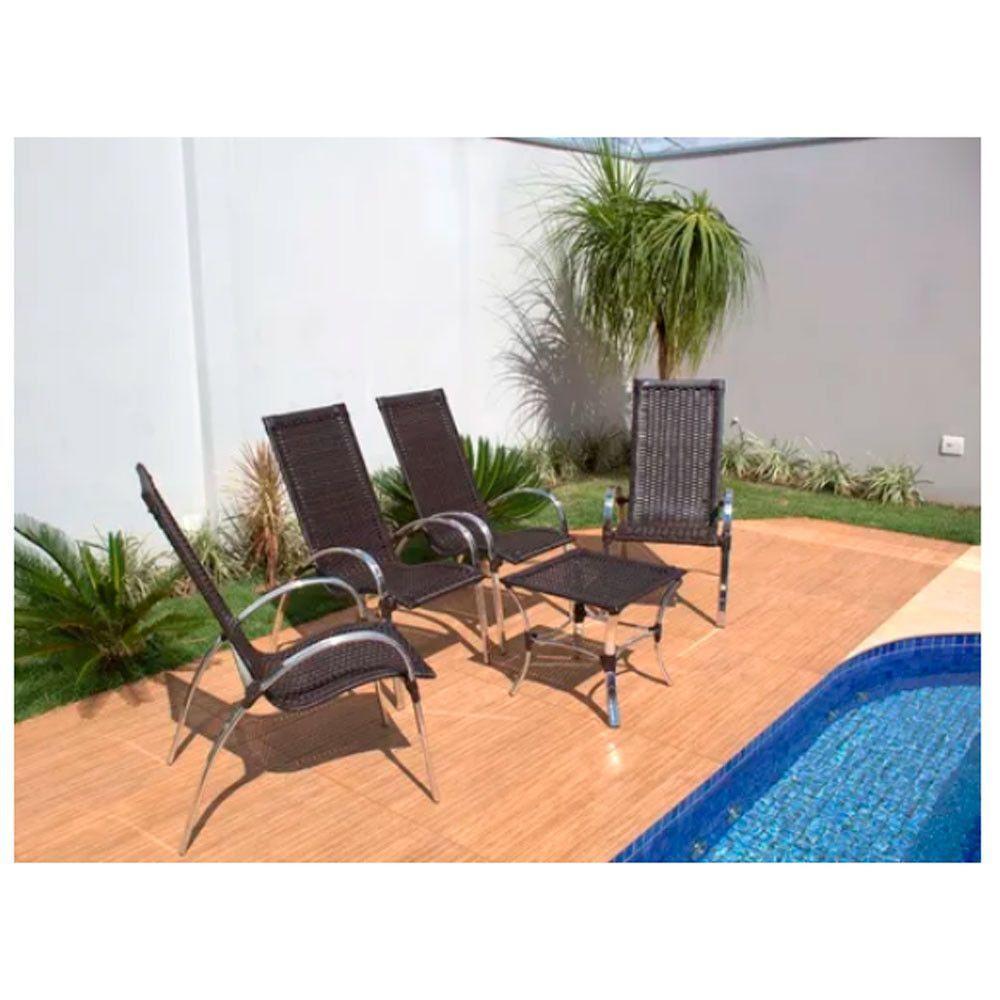 Jogo De 4 Cadeiras E Mesa Em Alumínio Garden  Capuccino - 7