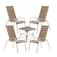 Jogo De 4 Cadeiras E Mesa Em Alumínio Garden  Capuccino - 1