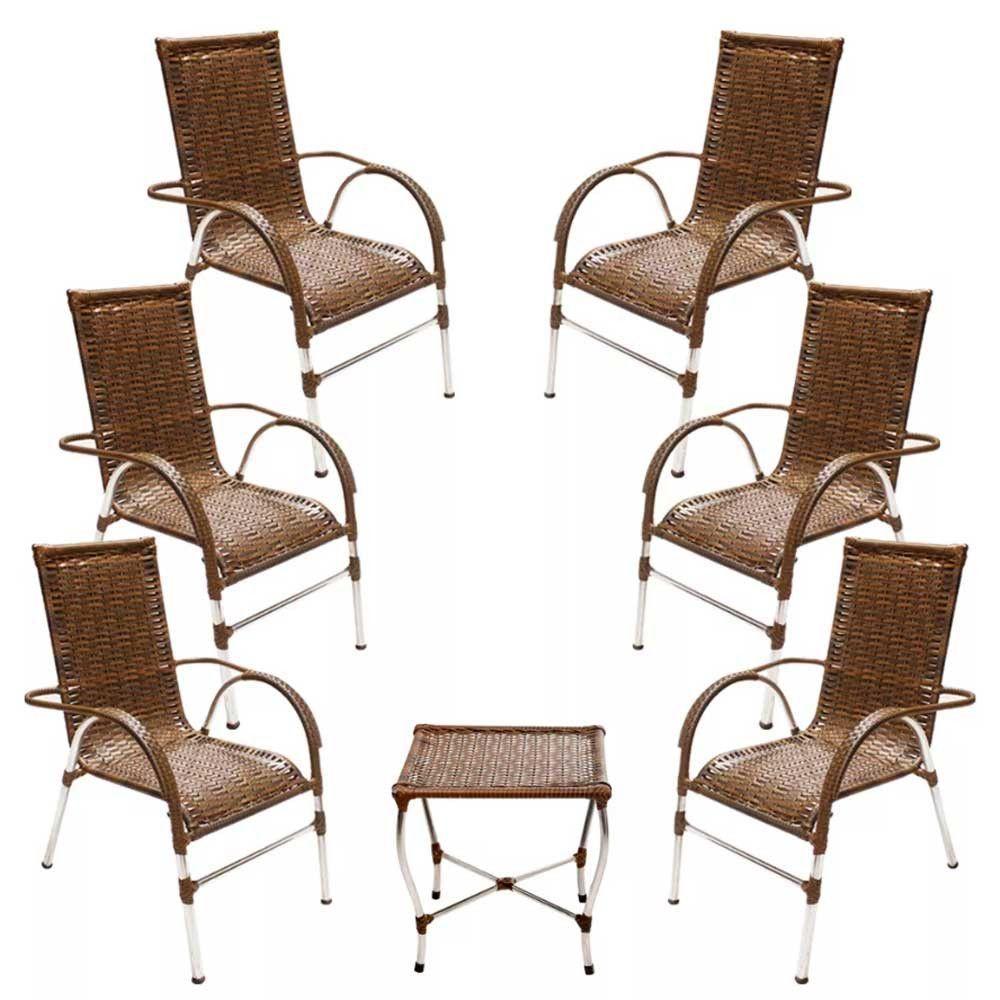 Jogo 6 Cadeiras E Mesa De Centro Vênus  Argila - 1