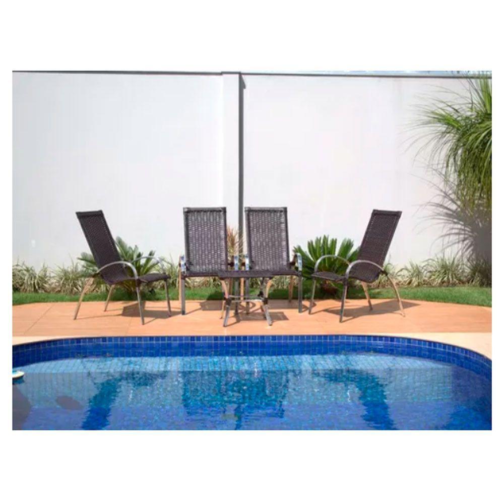 Jogo 4 Cadeiras E Mesa Garden Alumínio Trama Capuccino - 5